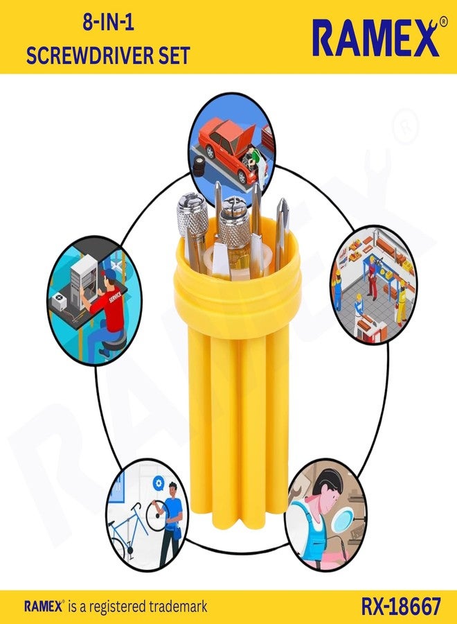 Ramex طقم مفكات براغي من رامكس، طقم أدوات مفكات براغي، طقم أدوات مفكات براغي مكون من 8 قطع مع علبة، طقم مفكات براغي قياسي (عبوة من 8 قطع) - Image 4